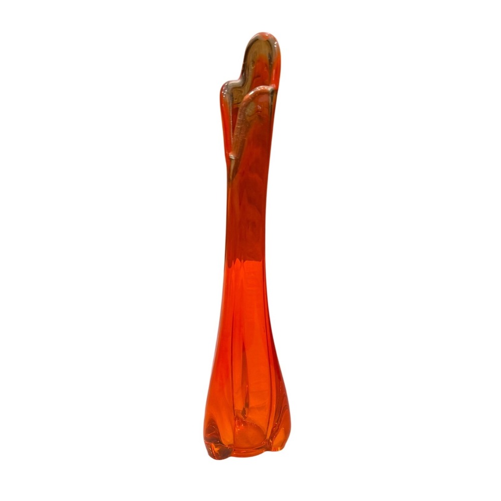 CHIP Vintage Orange Viking Epic Drape Swung Glass Vase 11"‎ Mid Century Modern